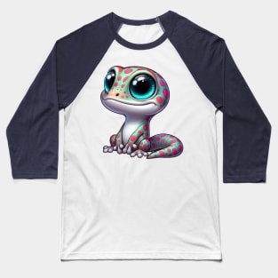Cute Gecko Illustration Baseball T-Shirt